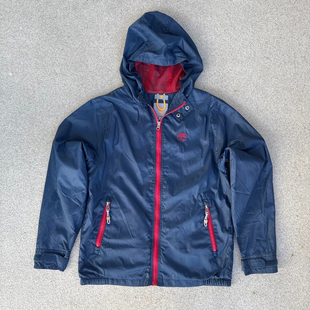 Timberland Windbreaker Mens Small Jacket - Navy Blue Red Zip